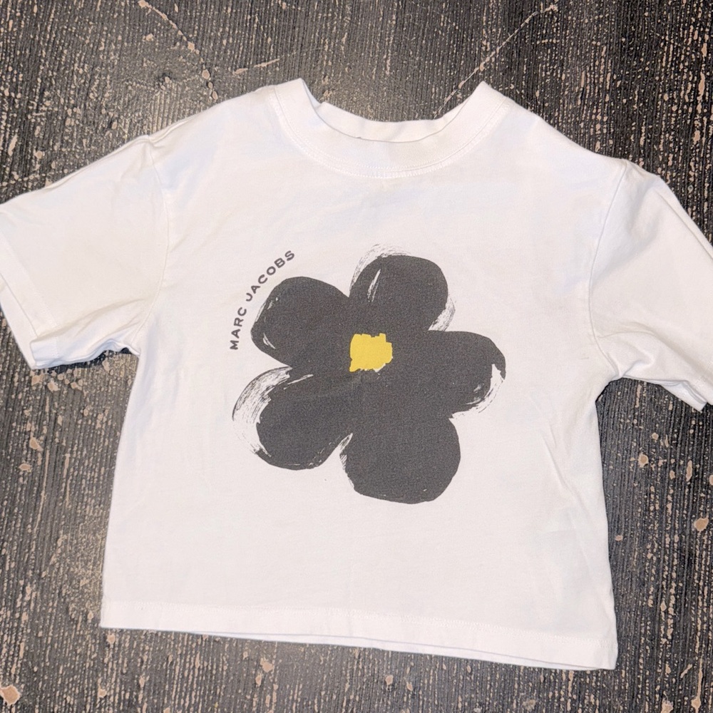 Marc Jacobs Kids White Tee with Black and Yellow Flower
